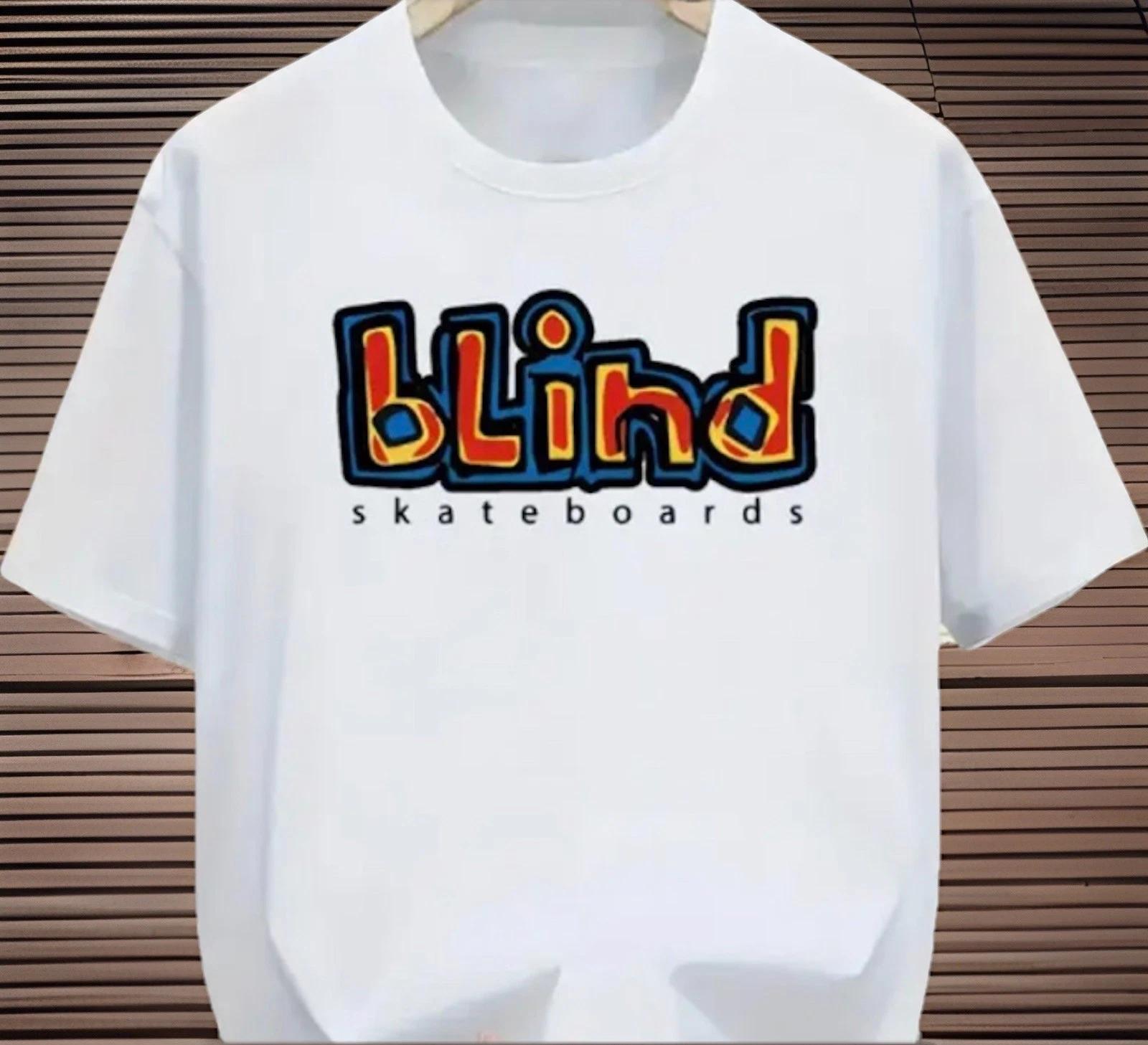 Skateboard T Shirt Mens M Medium with Blind Logo White Gift 4XL