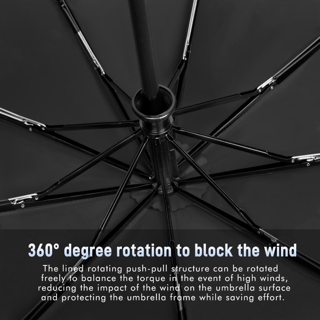 Foldable Umbrella Double Layer Lightweight Windproof 9 Ribs Parasol 23-inch Automatic Portable Strong Waterproof