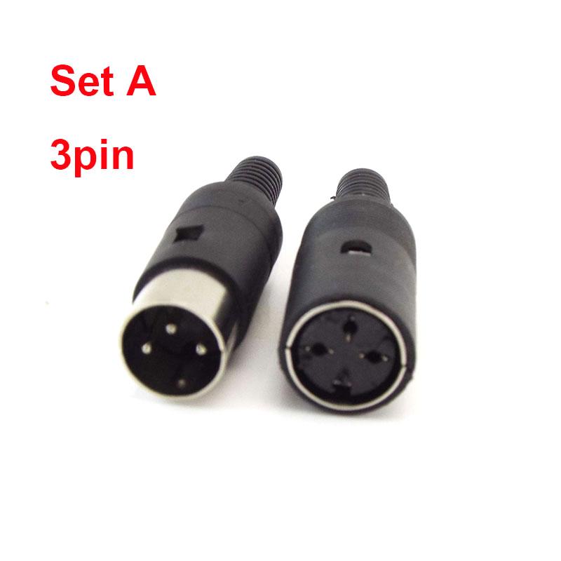 DIN Audio Adapter 3/4/5/6/7/8 Pin DIN Male Female Plug with Plastic Handle Female Socket Hulled Panel Mount Chassis Connector