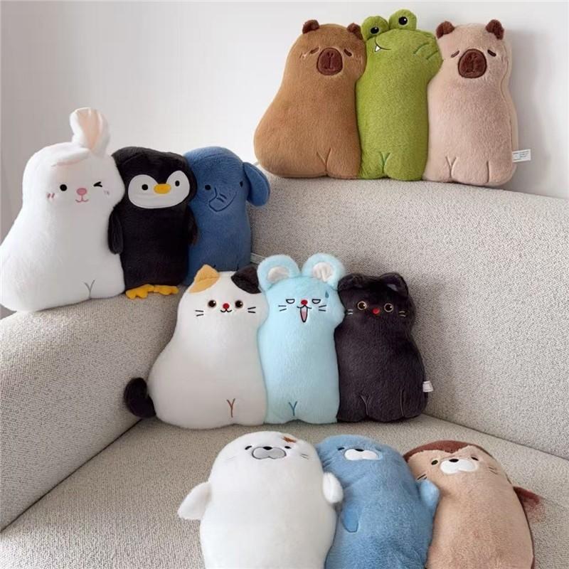 Cuscino Peluche Cartone Animato Animale Carino Con Design Ricamato Per Decorazione Soggiorno