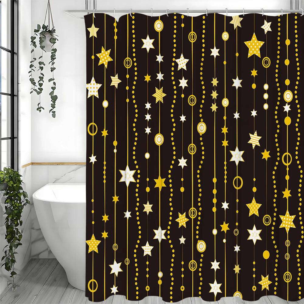 Star Pendant Shower Curtain, Bathroom Decorative Shower Curtain, Waterproof Shower Curtain with Hooks