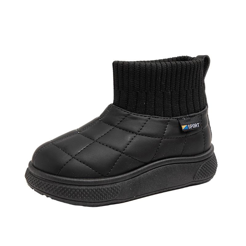 Children's Cotton Boots Short Boots 2025 Winter New Girls' Shoes Warm Children's Snow Boots Velvet Boys' Outdoor Leather Boots