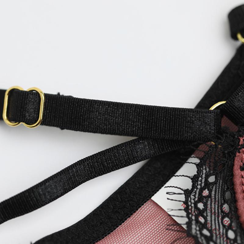 CINOON Sexy Klassischen Bh Kurze Set Dessous Push-Up Büstenhalter Frauen Schwarz Spitze Transparente Unterwäsche Aushöhlen Bandage Höschen