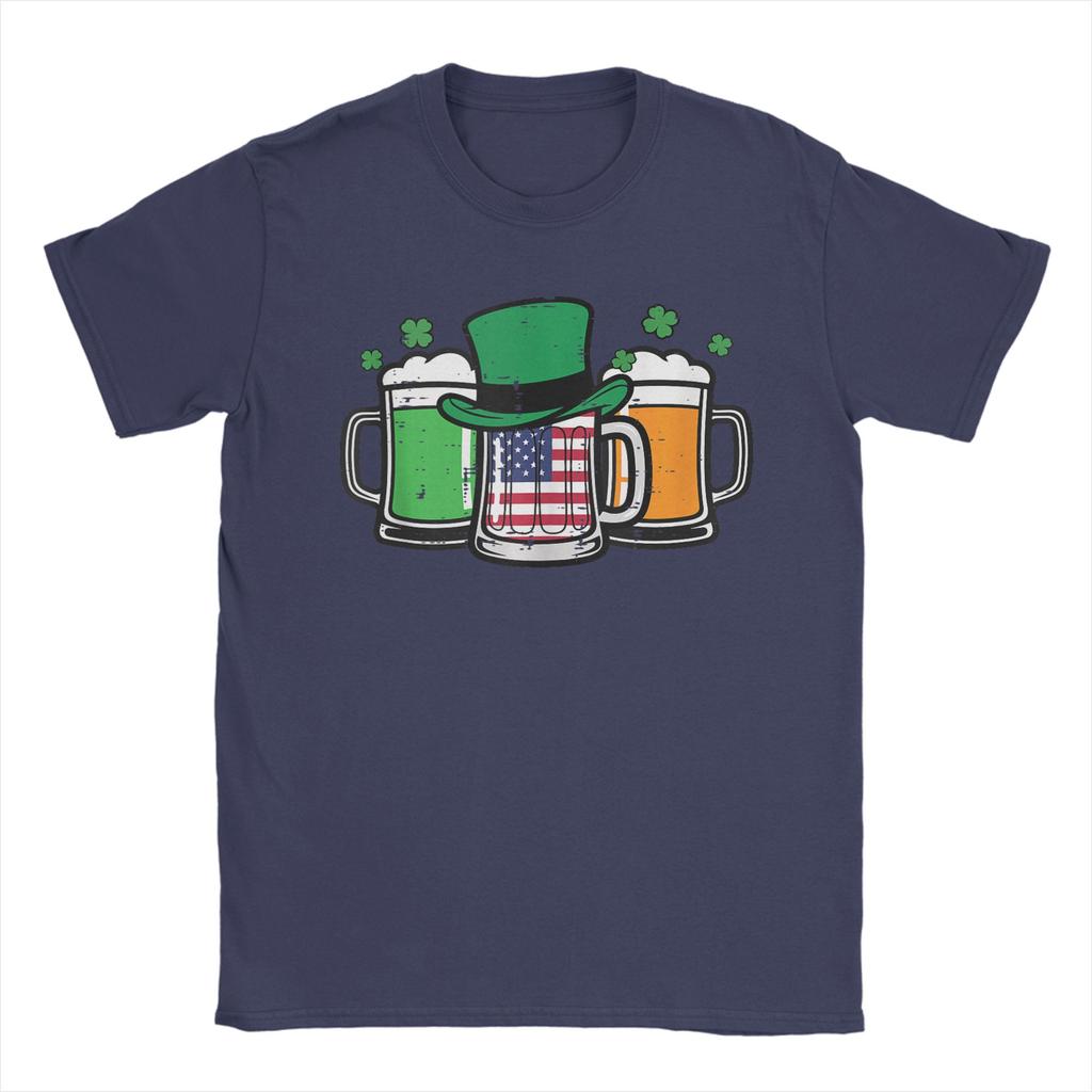 St. Patrick's Day Tasse US-Flagge Saint Pattys Patriotische T-Shirts Unisex Baumwoll-T-Shirt Rundhals-T-Shirts Kurzarm Kleidung Geschenkidee