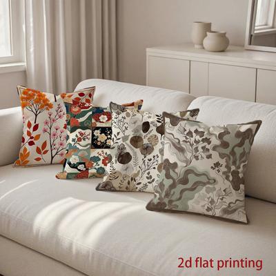 2D Floral & Nature Pattern Decorative Pillow Covers Pattern Cushion Cover Suitable For Sofa Bedroom Car Pillow Cover