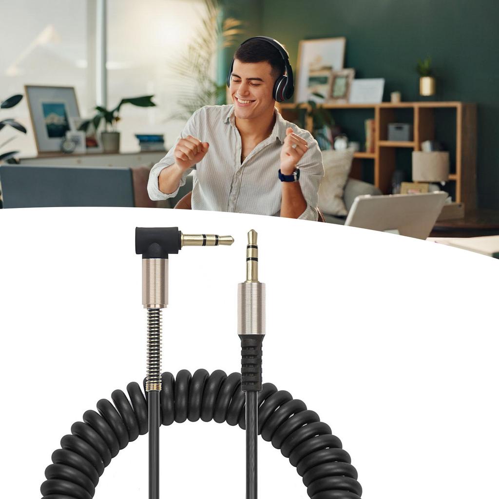 3.5mm Elbow Spring Expansion Audio Adapter 3.5mm To 3.5mm Male Plug Jack Audio Cable Flexible Spring Cable Aux Line