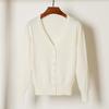 Korean V-Neck Knitted Cardigan: Women's Long Sleeve, Versatile Spring & Autumn Top.