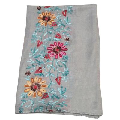 Écharpe à fleurs brodées en coton pour femmes, longue enveloppe, Bandana, châle pour filles, cadeau