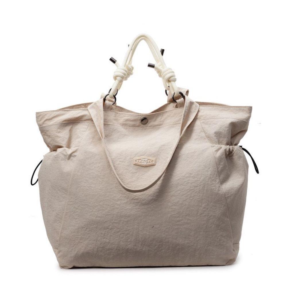 

Korean Style Nylon Tote Bag Casual Nylon Shoulder Bag Portable Lightweight Eco Bag Outdoor бежевый