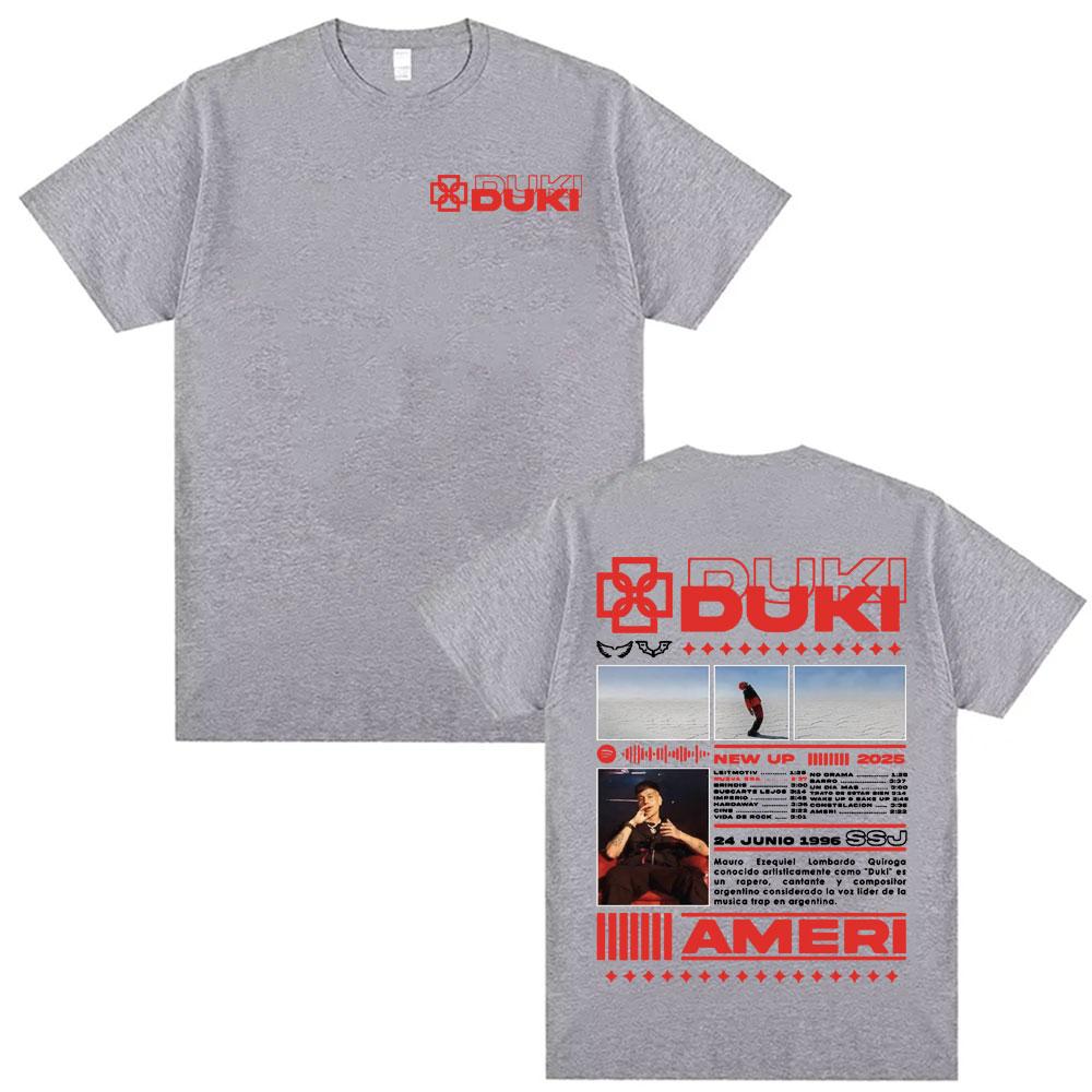 Rap Singer DUKI SSJ Ameri 2025 Tour Merch Harajuku 2025 Summer Mens Womens Casual Fashion Y2K Pure Cotton Tshirt