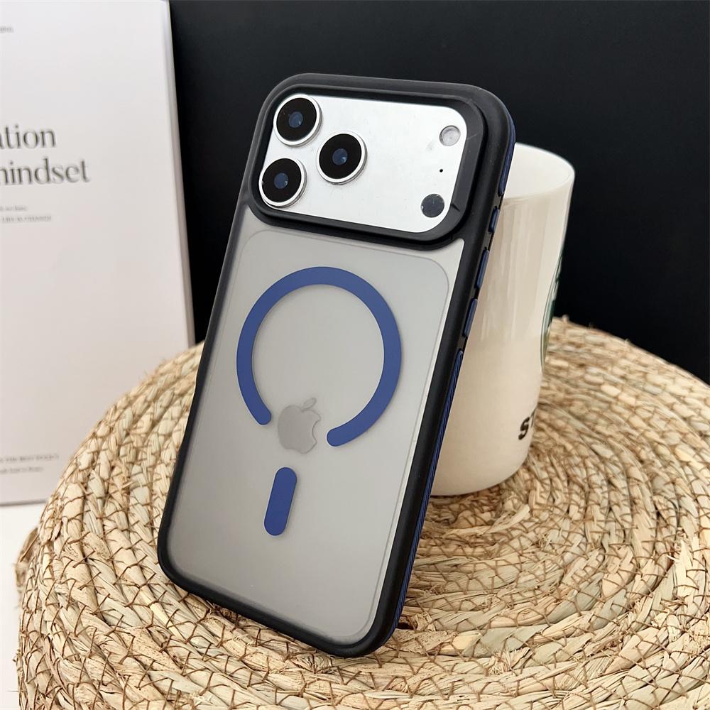 Shockproof Luxury Matte Magnetic Case for iPhone 17 Pro Max 17 Air 17 Pro Colorful Border Magsafe Wireless Charging Cover