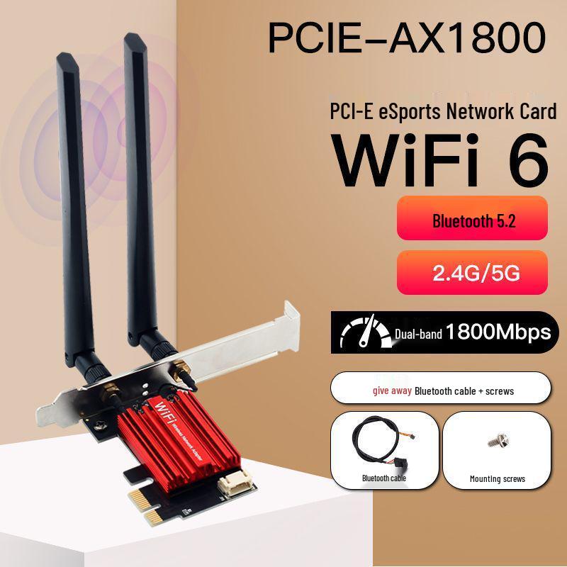 

Гігабітна бездротова мережева карта AX210 з Bluetooth 5.3, тридіапазонна 5G, WiFi 6 для настільного ПК (PCI-E)