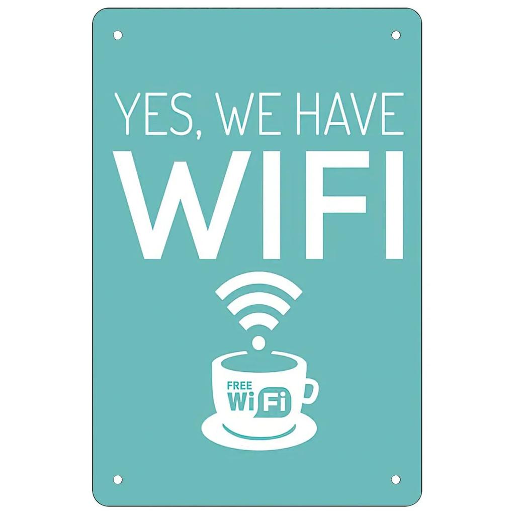 Vintage Free Wifi Metal Tin Sign Retro Warning Plaque for Home Cafe Restaurant Bar Club and Washing Room Decor