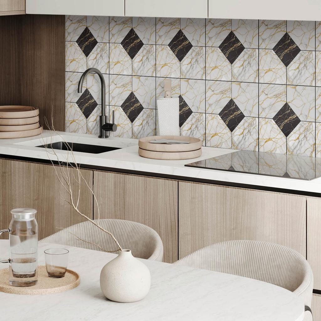Aesthetic Vinyl Wall Covering with Print 120x60 Cm Elegant Marble Pattern