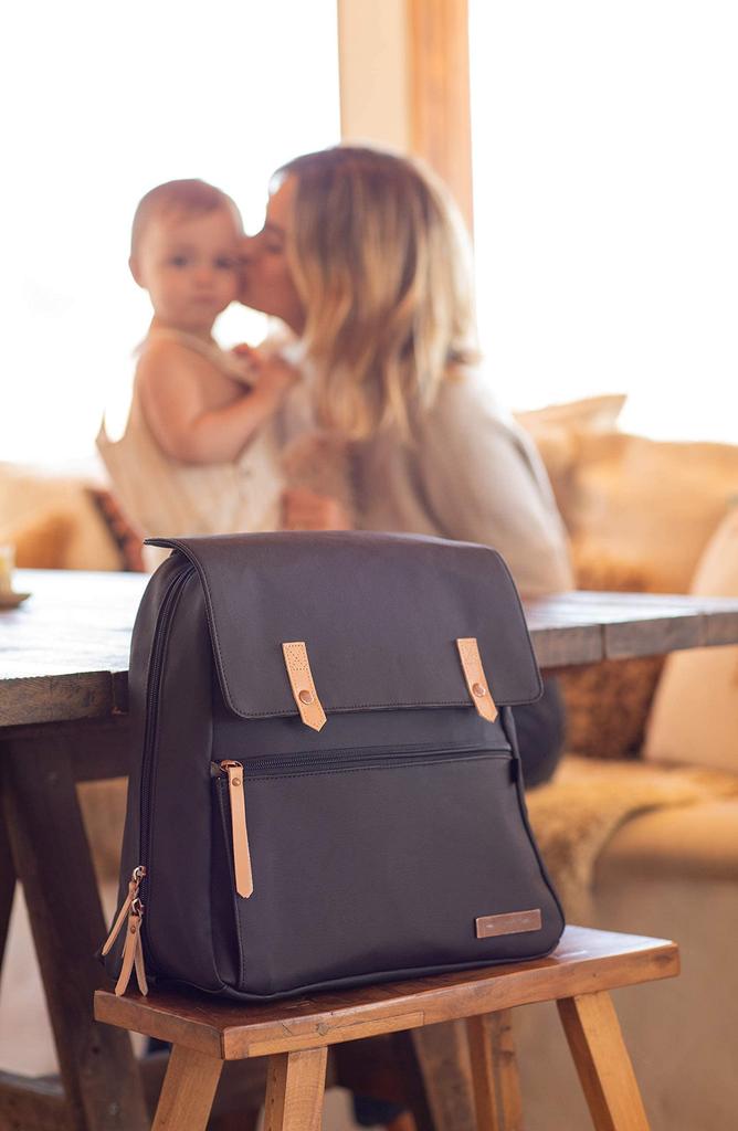 Petunia Pickle Bottom Meta Backpack Black Matte Canvas Mother's [Authorized Retailer]