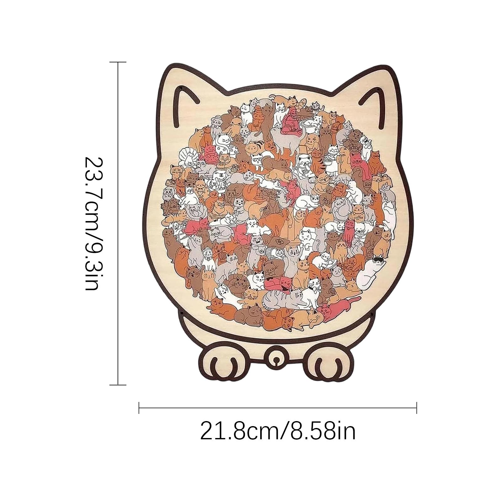 

135-piece Wooden-colored Cat-shaped Puzzle With Cat Frame Cat Puzzle Ornaments Cat Wooden Jigsaw Puzzle Kids Gifts