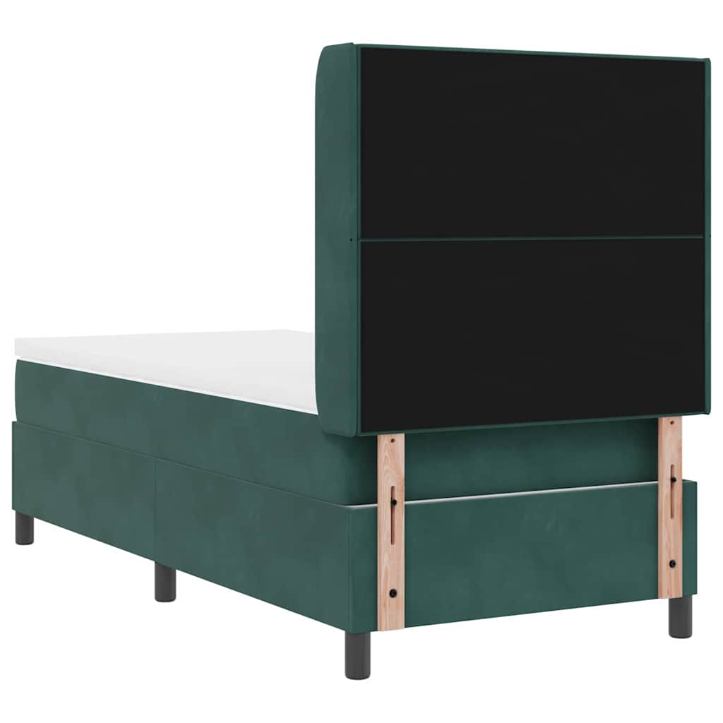 Box Spring Bed with Mattress Dark Green 90 x 190 cm Velvet