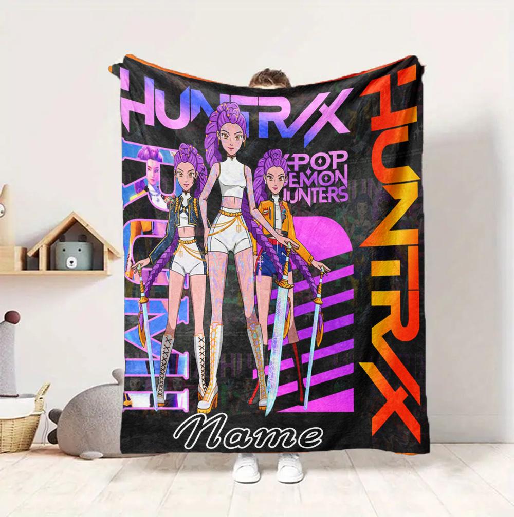 Custom Name Neon Vibes Flannel Blanket Throw Blanket Soft Warm Sofa Bed Home Decor Unique Gift