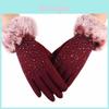 Luxurious Womens Fashion Winter Outdoor Sport Warm Fur Crystal Thick Finger Gloves Mittens