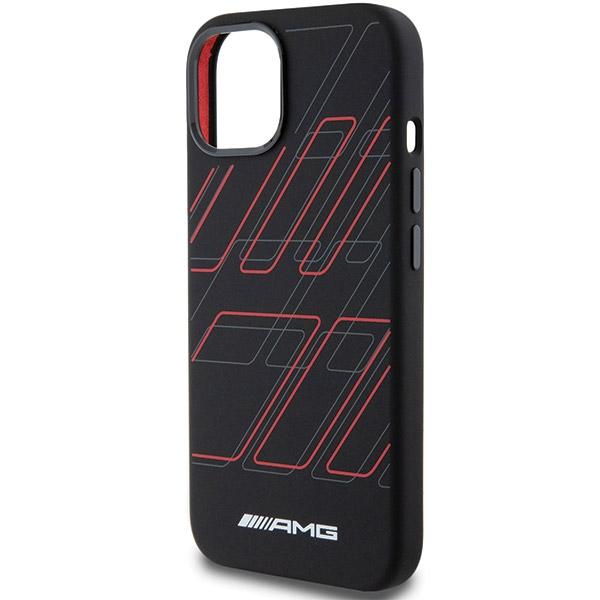 Amg Amhmp15S23Sspk Iphone 15 / 14 / 13 6.1 Black/Black Hardcase Silicone Large Rhombuses Pattern Magsafe