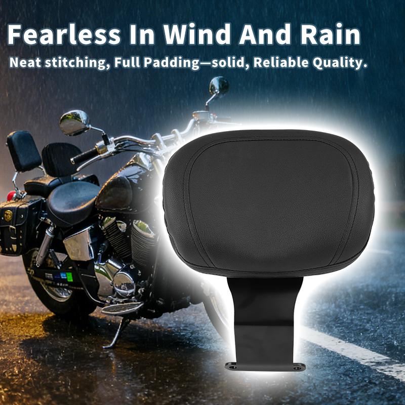 Motorcycle Driver Backrest Cushion Pad Black PU Leather Comfortable Support for Honda Shadow VT400 VT750 1997-2003 Cruiser