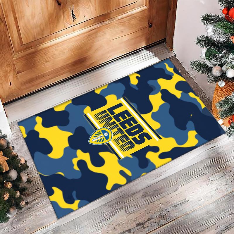 Leeds United Voetbal Print Kristalfluweel Tapijt, Comfortabel Waterabsorberend Antislip Binnen Vloerkleed