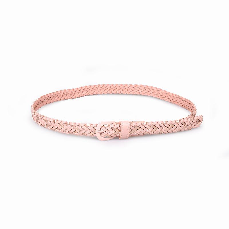 European and American New Women's Spray Painted Buckle Head Mixed Color Braided Belt for Women Candy Color Pin Buckle Sweet Handmade Belt