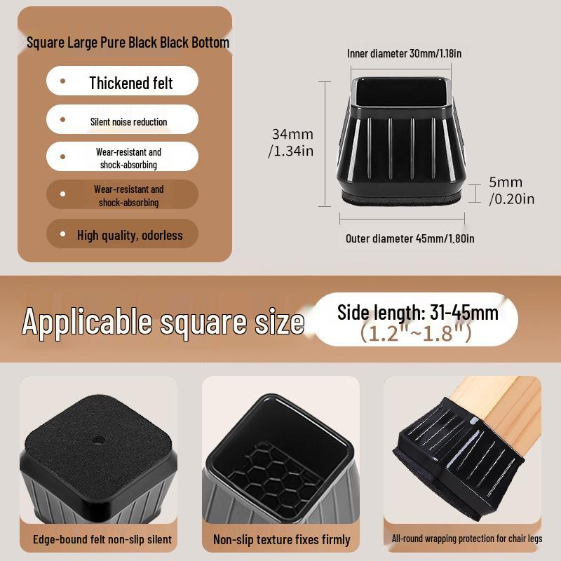 Reinforced Non-Slip Silent Chair and Table Leg Covers with Wear-Resistant Foot Pads