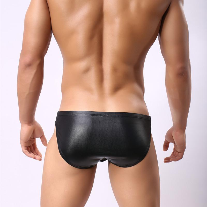 Sexy Herren G-String PVC Glänzend Kunstleder Niedrige Taille Herren Tanga U-förmige Konvexe Tasche Boxershorts G-Strings Tanga Unterwäsche Penis Gay Wear Fx8