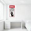 Beware Guard Cat-Cat On Duty Metal Tin Sign, Whimsical Black Cat Spiky Fur Design, Cute Warning Sign for Home Cafe Bar Man Cave