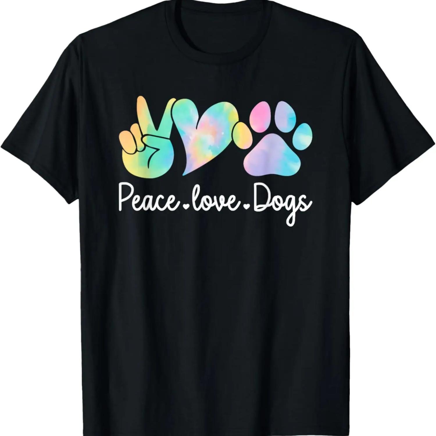 Peace Love Dogs Tie Dye Dog Lover Rescue Puppy T-Shirt S чёрный