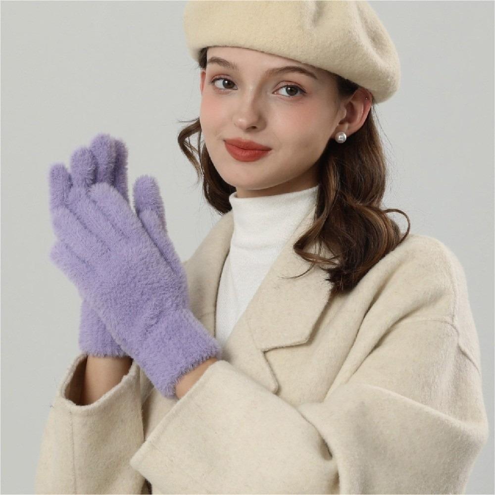 New Plush Winter Gloves Warm Knitted Driving Mittens Full Touchable Screen Full Gloves Gift