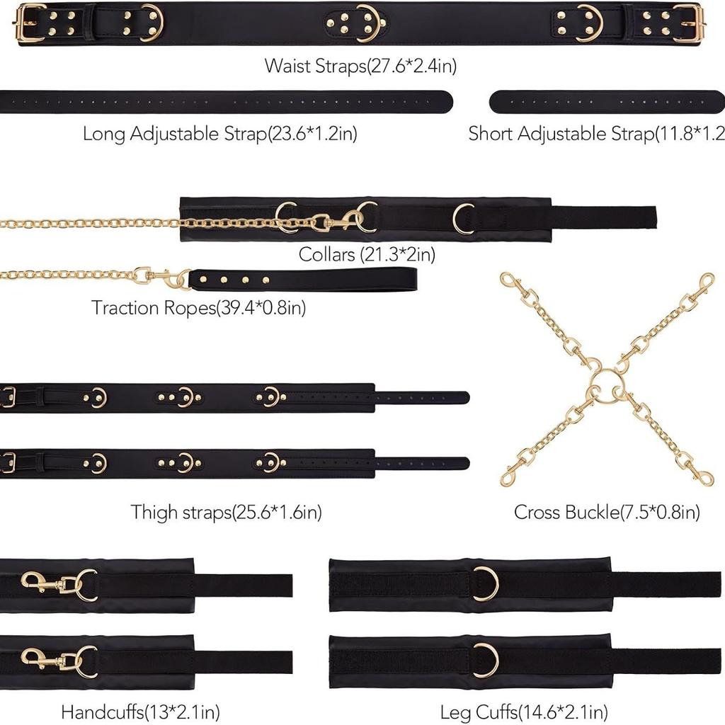 “Erotic Role - Play Essential: Leather Chains, Restraints & Custom - Fit Cuffs – Unleash Passionate Fun in Your Private Moments