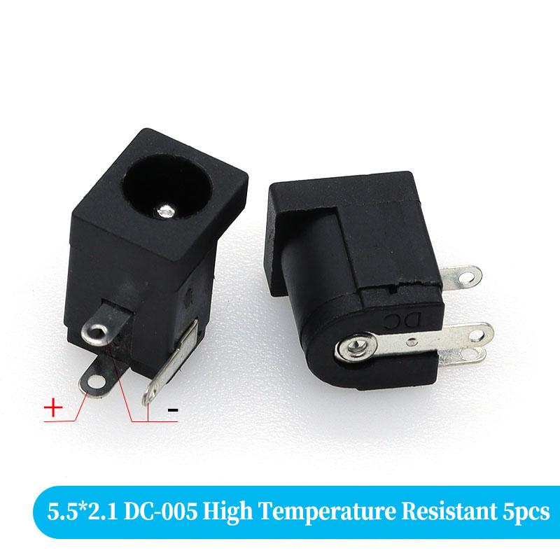5PCS DC Power Connector pin 2.5x5.5mm Female Plug Jack + Male Plug Jack Socket Adapter PCB Mount DIY Adapter Connector 5.5x2.5