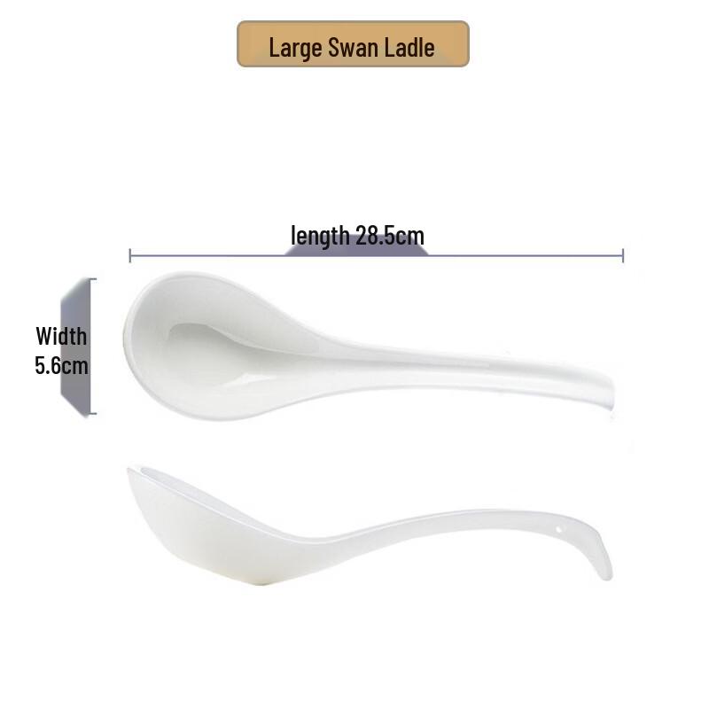 Abay Ceramic Long-Handle Swan Soup Spoons (Set of 2)