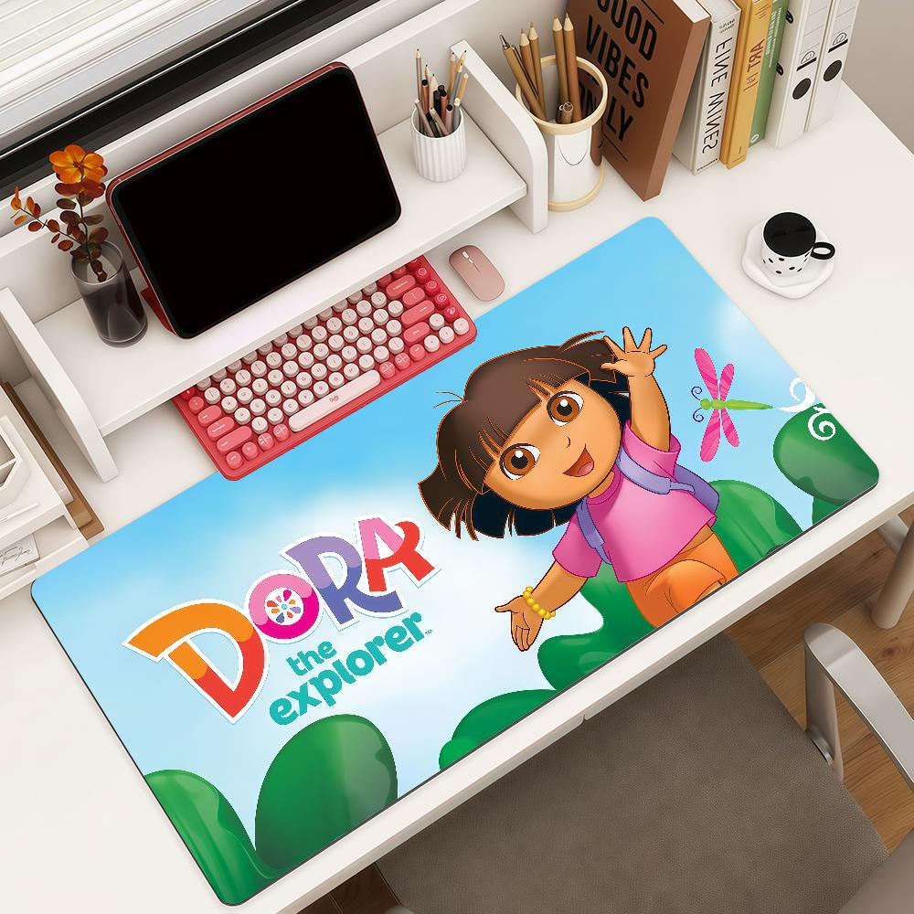 Cartoon D-Dora The E-Explorer Mouse Pad Square Office Gaming Desk Mat Waterproof Non-Slip Rubber Decorative