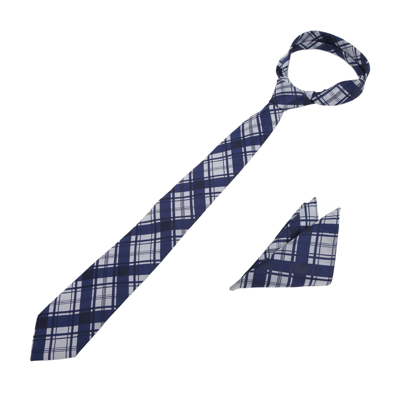 

Мужской галстук в клетку, сетка, отличный материал, легко носить, классический дизайн с карманным платком для мужчин