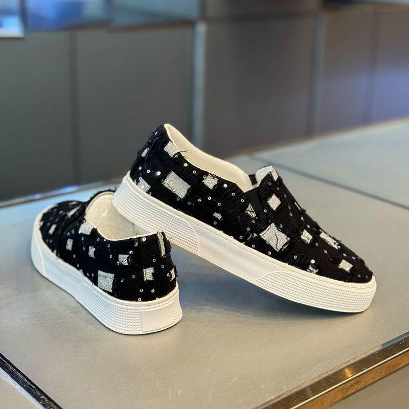 Fashion Sequin Green Casual Shoes for Men Canvas Young Students Sneakers Leisure Size 44 Common Luxury Sale Footwear Offer On Man Shoe