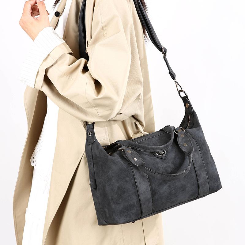 

Retro PU Leather Women s Shoulder Bags Portable Large Capacity Ladies Travel Handbags Simple Versatile Female Crossbody Bag