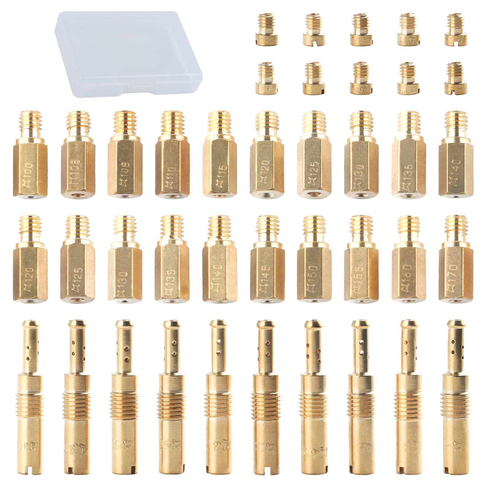 

LEONTOOL Набор жиклеров для карбюратора послепродажного обслуживания с 30 жиклерами карбюратора, главными жиклерами и 10 жиклерами холостого хода 80mm жёлтый