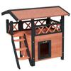 Cat House Outdoor W/ Balcony Stairs Roof, 77 X 50 X 73 Cm, Brown