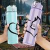 1PC Cat Head Outline Heart Silhouette 750ml Color Plastic Sports Water Bottle Leakproof Flip Straw Lid Suitable for Sports Office Home Use