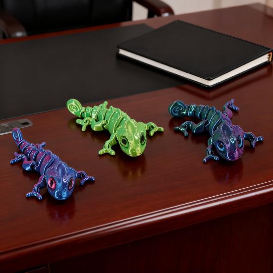 3D Printed Chameleon Articulated Lizard Model with Movable Joints Flexible Chameleon Fidget Toy for Stress Relief Home Office Desk Decoration