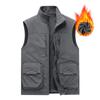 Middle-aged Velvet Thickened Vest with A Base To Keep Warm and Casual Vest, Wearing A Multi-pocket Vest on Both Sides