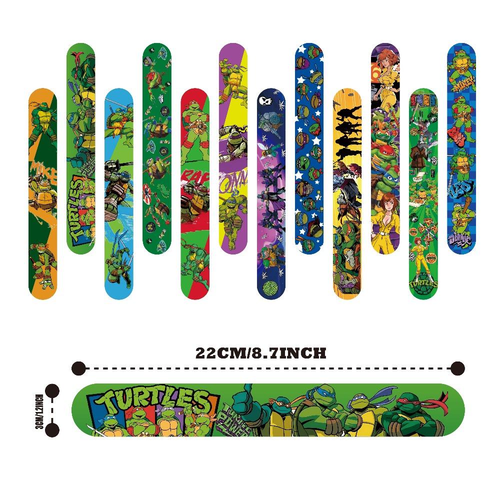 12pcs Teenage Mutant Ninja Turtles Slap Bracelets Kids Birthday Party Favors Wristband Toys for Boys Cosplay Supplies