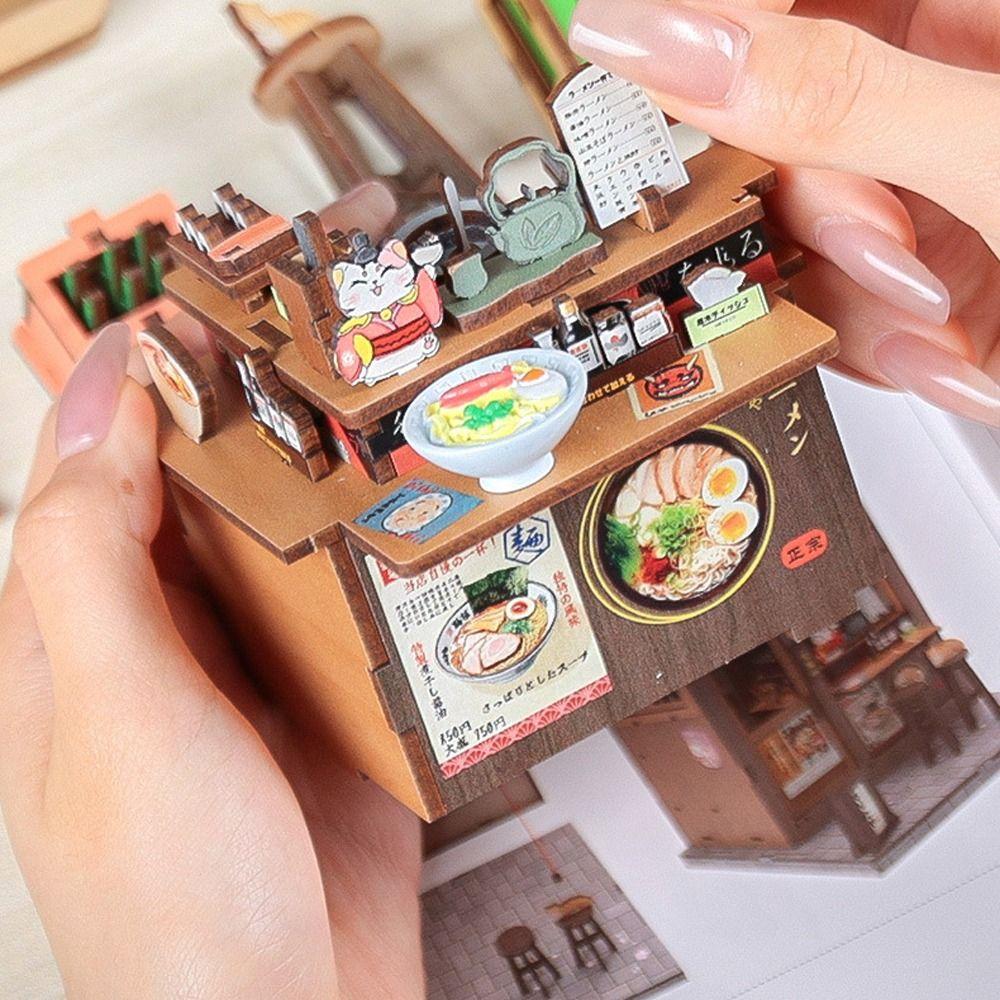 City Walking Series DIY Doll House Toy Decoration 3D Ramen Restaurant Kit  for Kids and Adults