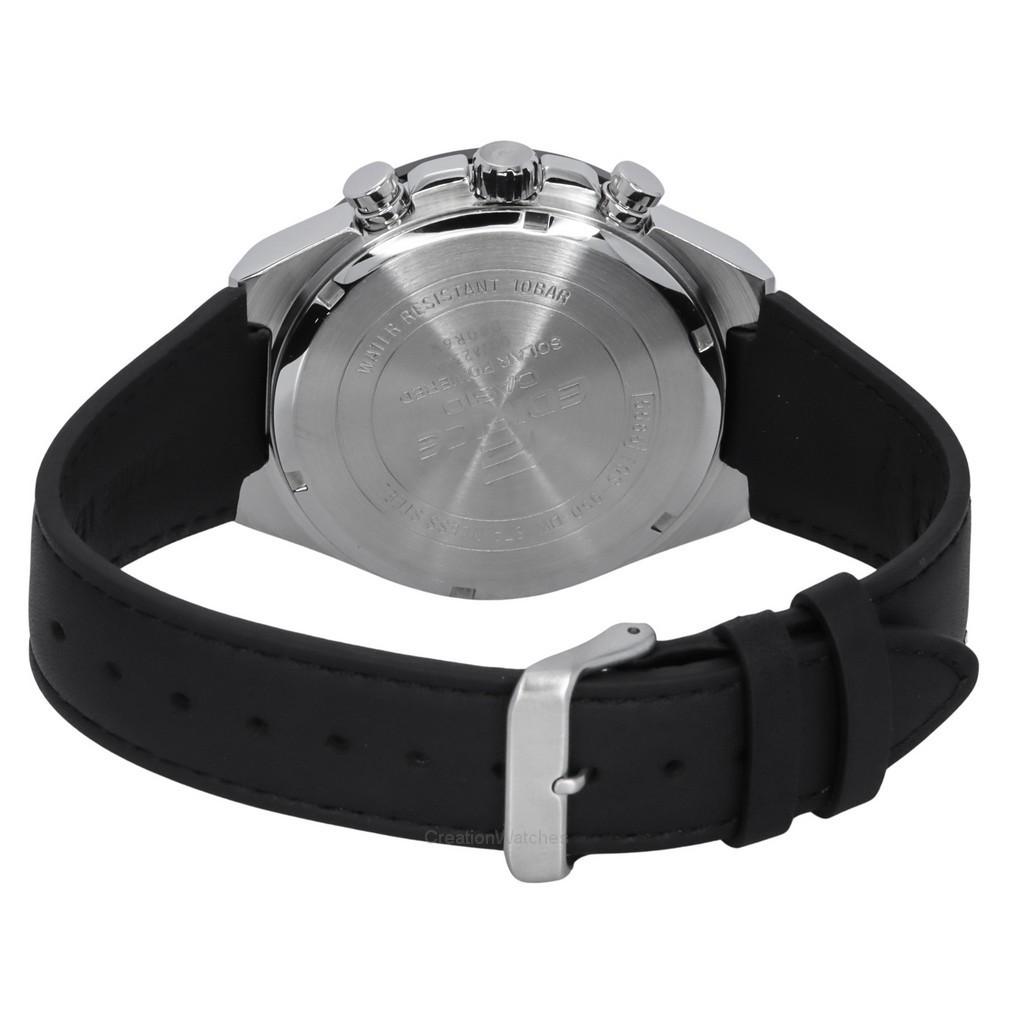 Casio Montre chronographe analogique Edifice avec bracelet en cuir et cadran bordeaux pour homme EQS-950BL-5A solaire 100 m