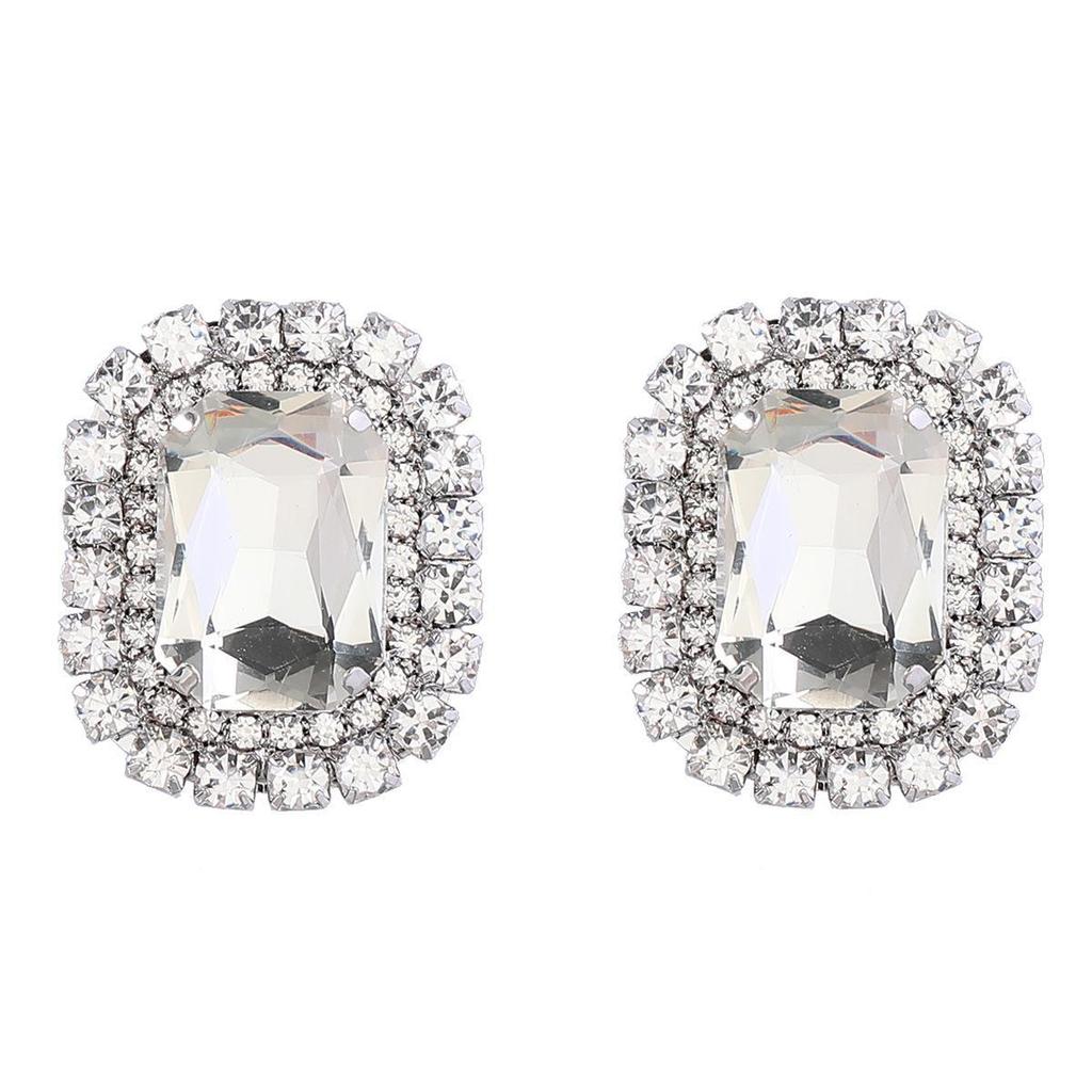 2022 Geometric Square Alloy Diamond Earrings: Super Flash Claw Chain Design for Women - European & American Catwalk Style
