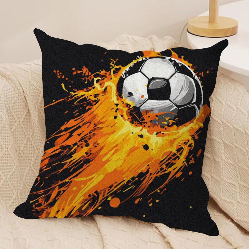Football Print Cushion Cover Soft Plush Throw Pillow Cover  DoubleSided Decorative Cushion Case  Sofa Bedroom Home Decor