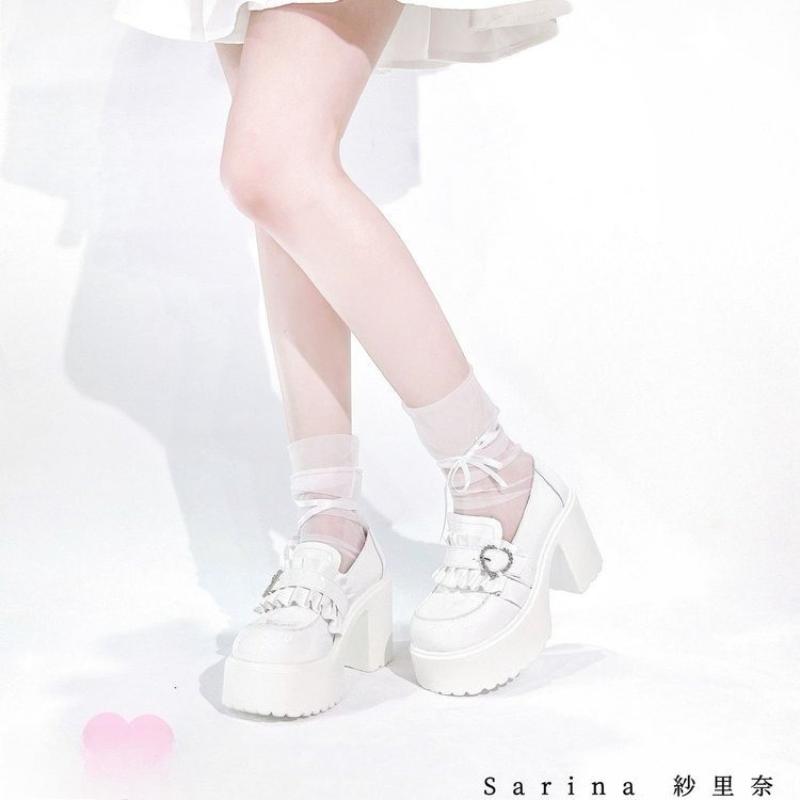 Fashion 2025 New Women Lolita Shoes Gothic Chunky High Heels Mary Jane Small Leather Shoes Women Fashion Versatile Casual Loafers Brand